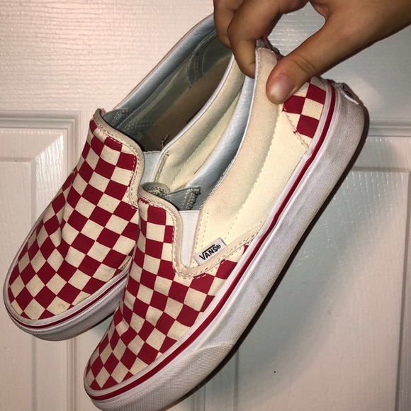 Red Checkered Slip on Vans - Picture 1 of 3